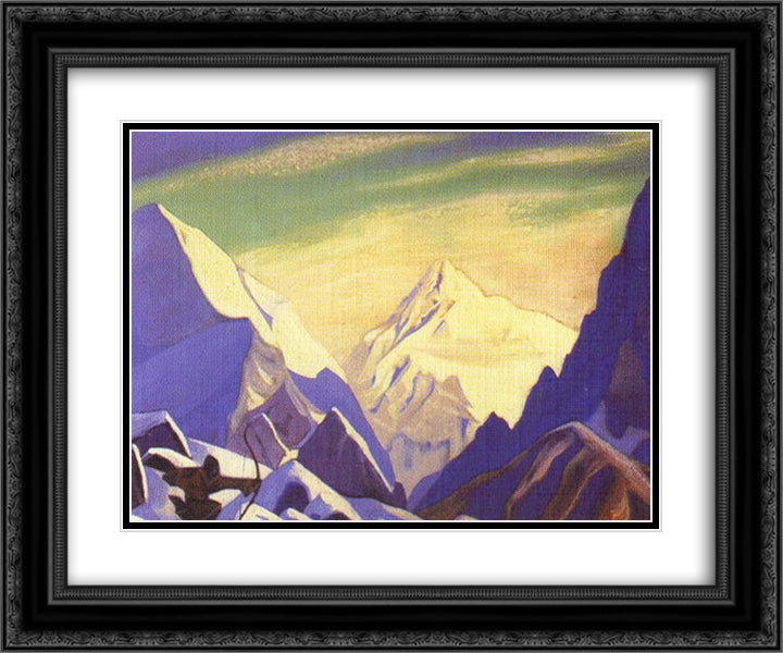 Hunting 24x20 Black Ornate Wood Framed Art Print Poster with Double Matting by Roerich, Nicholas