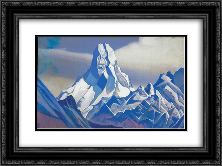 Ice sphinx 24x18 Black Ornate Wood Framed Art Print Poster with Double Matting by Roerich, Nicholas