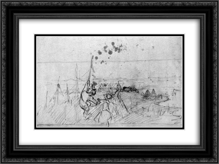 In a foreign bank 24x18 Black Ornate Wood Framed Art Print Poster with Double Matting by Roerich, Nicholas