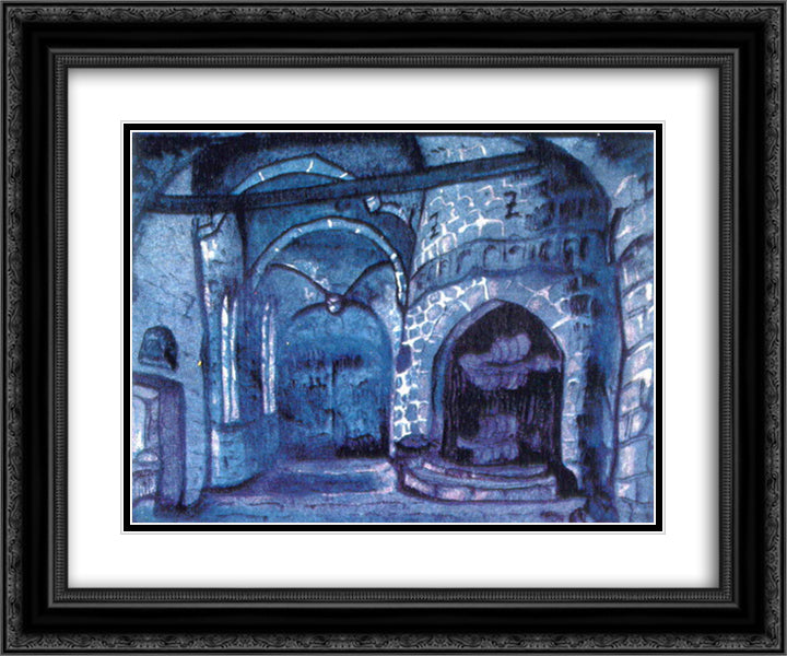 In the nunnery 24x20 Black Ornate Wood Framed Art Print Poster with Double Matting by Roerich, Nicholas