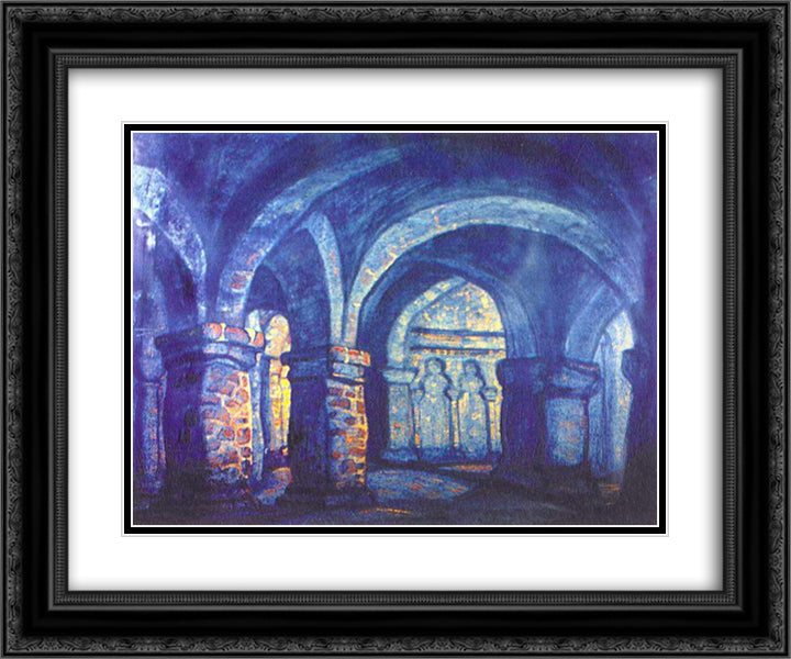 Inner yard 24x20 Black Ornate Wood Framed Art Print Poster with Double Matting by Roerich, Nicholas