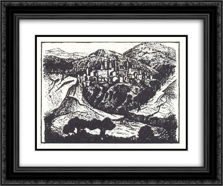 Italy 24x20 Black Ornate Wood Framed Art Print Poster with Double Matting by Roerich, Nicholas