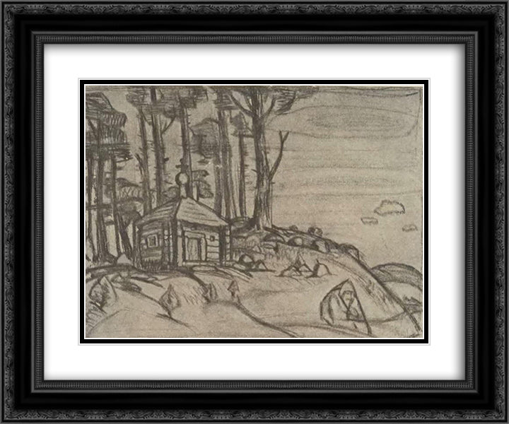 Jalnik 24x20 Black Ornate Wood Framed Art Print Poster with Double Matting by Roerich, Nicholas