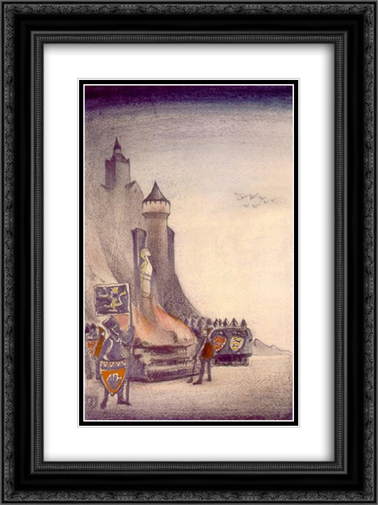 Jeanne d'Arc. In the fire. 18x24 Black Ornate Wood Framed Art Print Poster with Double Matting by Roerich, Nicholas