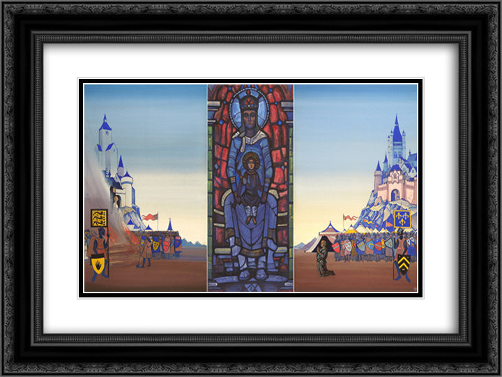 Jeanne d'Arc 24x18 Black Ornate Wood Framed Art Print Poster with Double Matting by Roerich, Nicholas