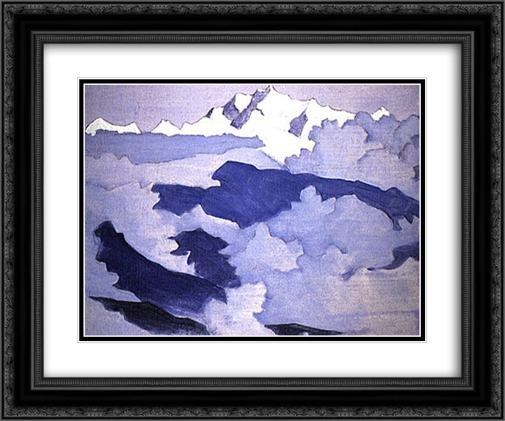 Kangchenjunga 24x20 Black Ornate Wood Framed Art Print Poster with Double Matting by Roerich, Nicholas