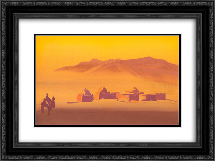 Kara-Kirghizians 24x18 Black Ornate Wood Framed Art Print Poster with Double Matting by Roerich, Nicholas