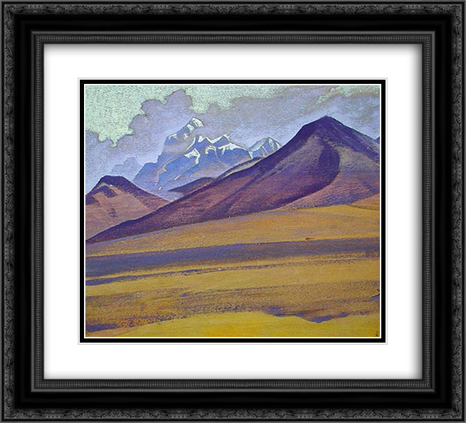 Karakoram ridge 22x20 Black Ornate Wood Framed Art Print Poster with Double Matting by Roerich, Nicholas