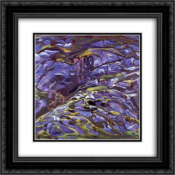 Karelian landscape. Tulola rocks. 20x20 Black Ornate Wood Framed Art Print Poster with Double Matting by Roerich, Nicholas