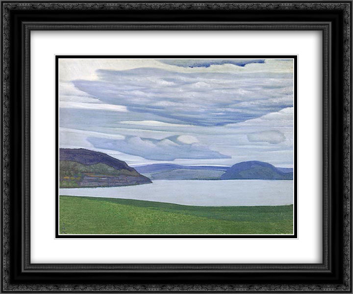 Karelian landscape 24x20 Black Ornate Wood Framed Art Print Poster with Double Matting by Roerich, Nicholas