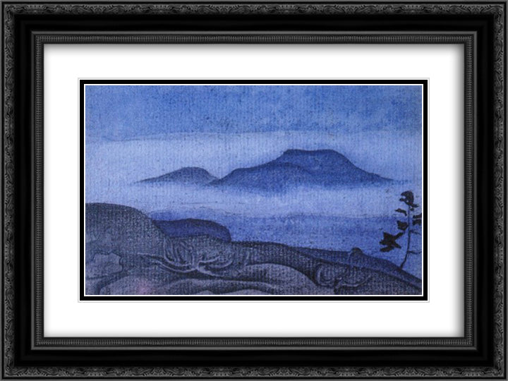 Karelian study 24x18 Black Ornate Wood Framed Art Print Poster with Double Matting by Roerich, Nicholas