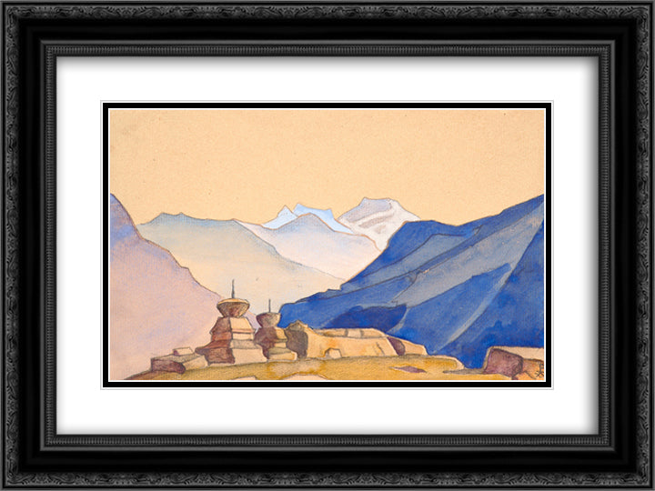 Karga 24x18 Black Ornate Wood Framed Art Print Poster with Double Matting by Roerich, Nicholas