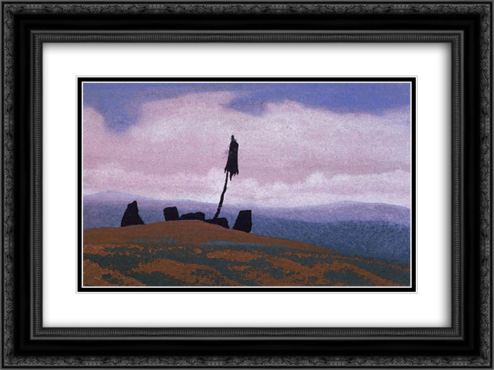 Khan's grave 24x18 Black Ornate Wood Framed Art Print Poster with Double Matting by Roerich, Nicholas