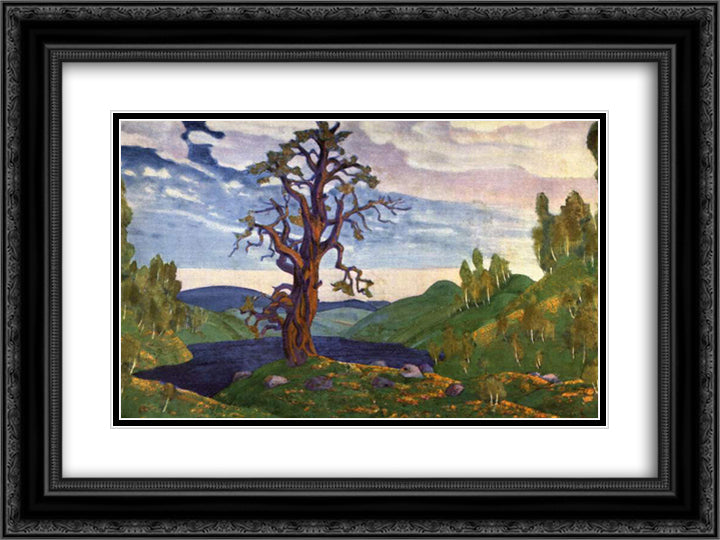 Kiss the Earth 24x18 Black Ornate Wood Framed Art Print Poster with Double Matting by Roerich, Nicholas