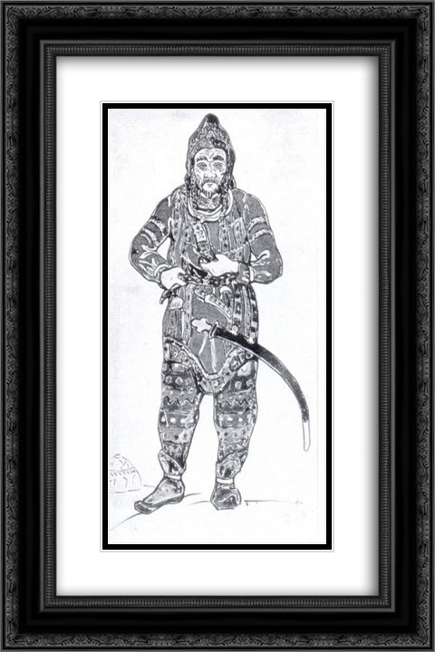 Konchak 16x24 Black Ornate Wood Framed Art Print Poster with Double Matting by Roerich, Nicholas