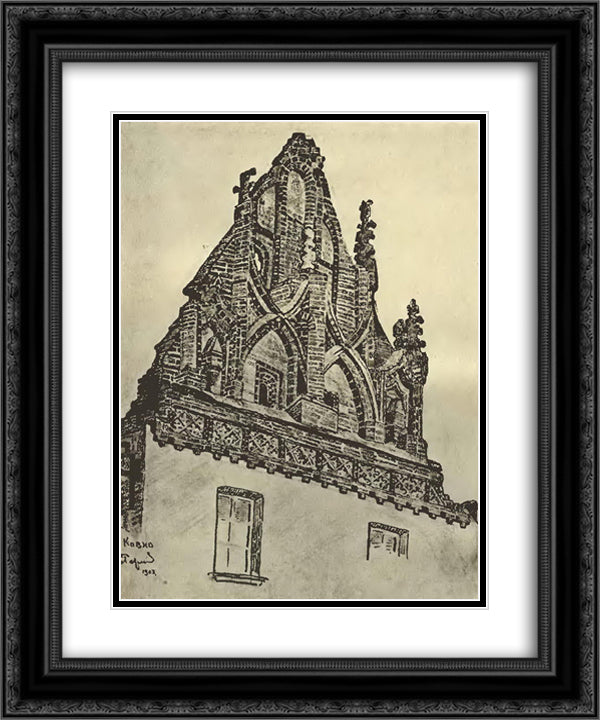 Kovno. Gothic facade. 20x24 Black Ornate Wood Framed Art Print Poster with Double Matting by Roerich, Nicholas