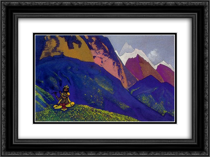 Krishna 24x18 Black Ornate Wood Framed Art Print Poster with Double Matting by Roerich, Nicholas
