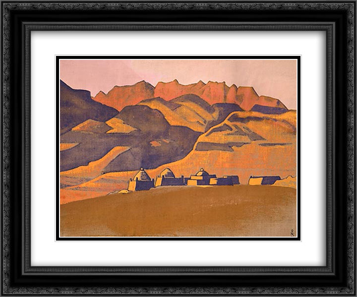 Kyrgyz mazar. Sanju. 24x20 Black Ornate Wood Framed Art Print Poster with Double Matting by Roerich, Nicholas
