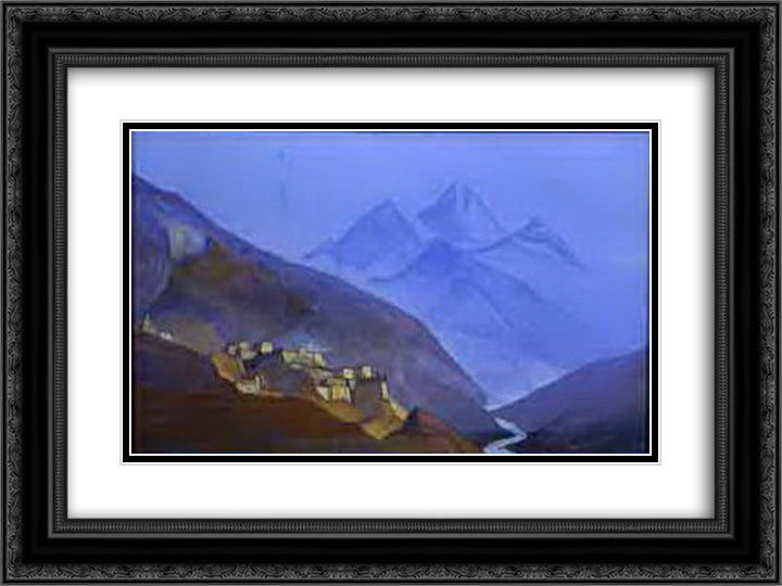 Lahaul (Himalayas) 24x18 Black Ornate Wood Framed Art Print Poster with Double Matting by Roerich, Nicholas