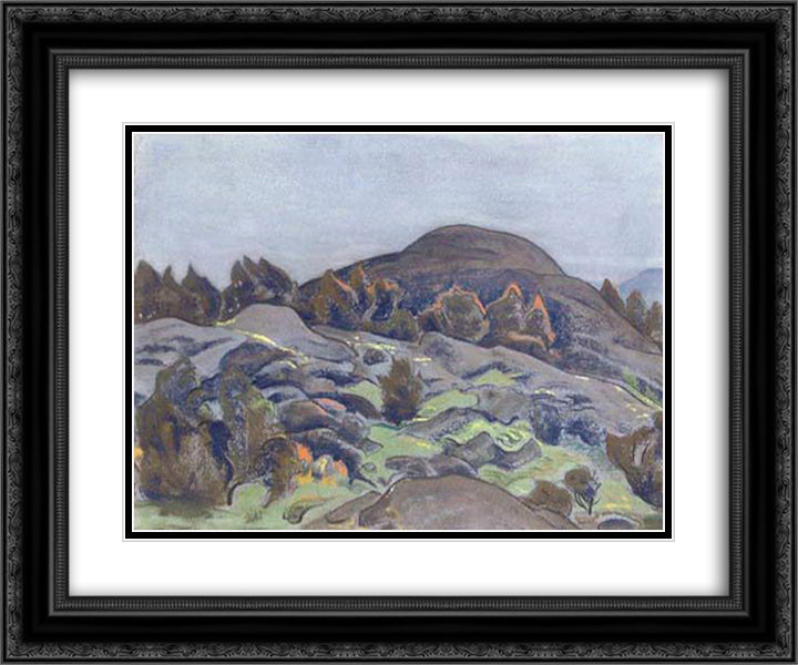 Lake Ladoga 24x20 Black Ornate Wood Framed Art Print Poster with Double Matting by Roerich, Nicholas