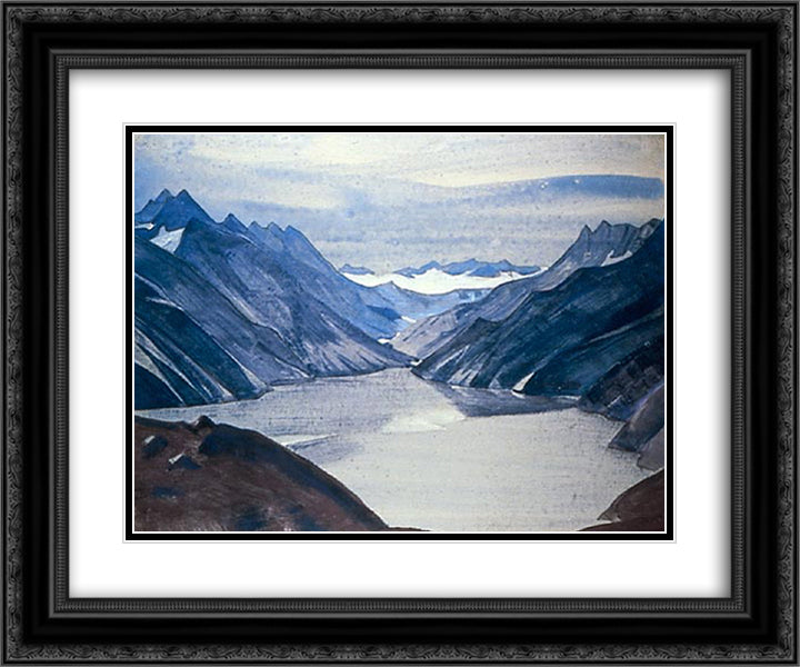 Lake Nag 24x20 Black Ornate Wood Framed Art Print Poster with Double Matting by Roerich, Nicholas
