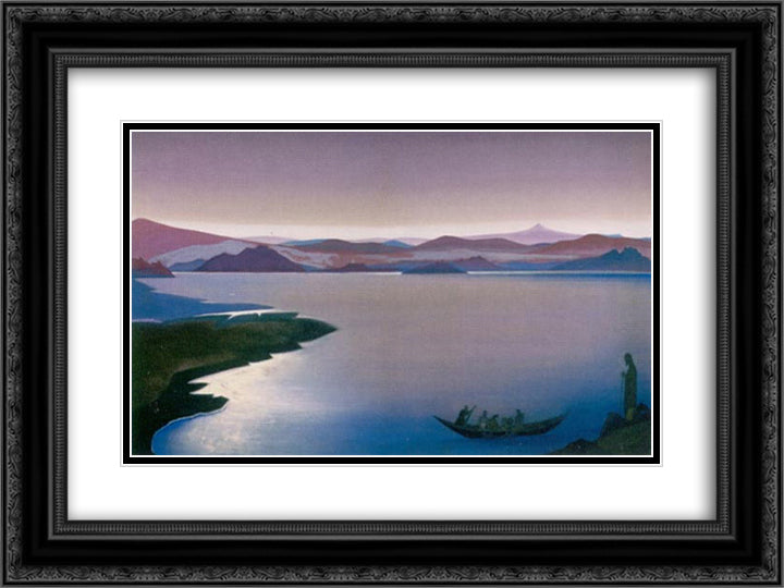 Lake of Gennesaret 24x18 Black Ornate Wood Framed Art Print Poster with Double Matting by Roerich, Nicholas