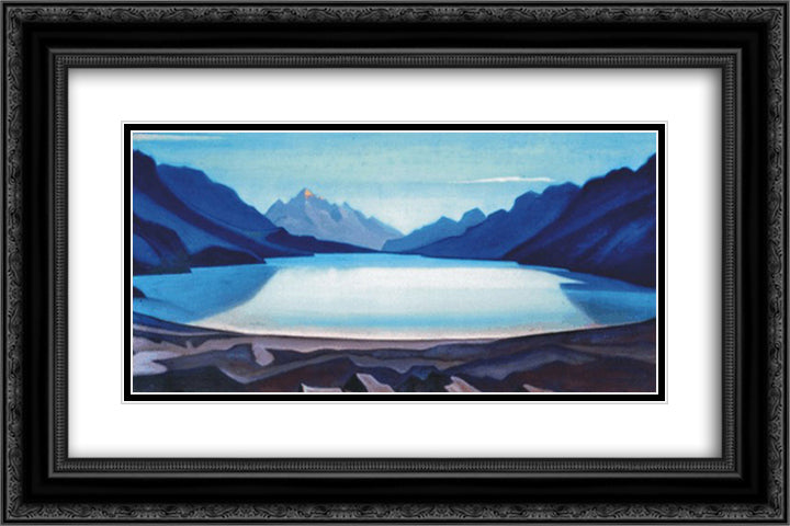 Lake Sheshnag 24x16 Black Ornate Wood Framed Art Print Poster with Double Matting by Roerich, Nicholas