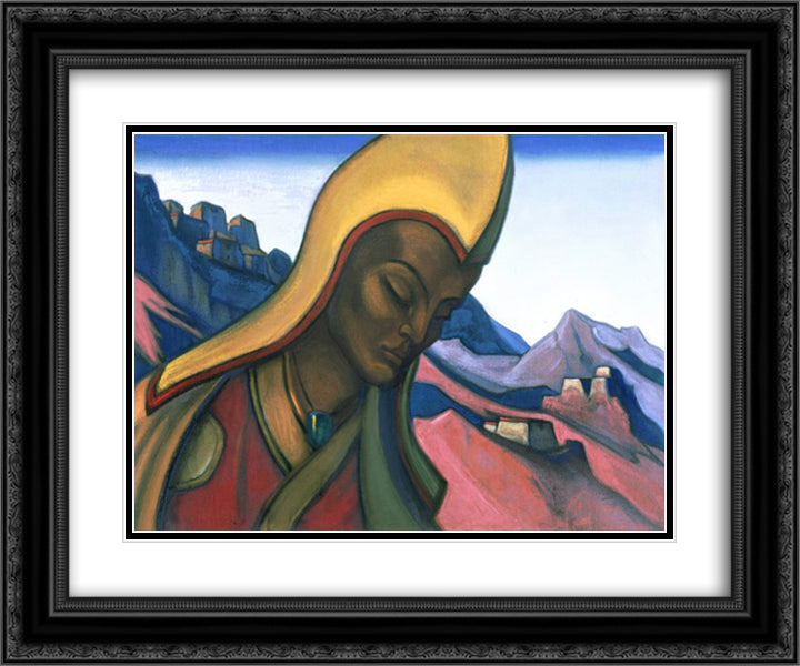 Lama 24x20 Black Ornate Wood Framed Art Print Poster with Double Matting by Roerich, Nicholas
