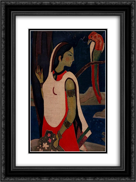 Language of bird 18x24 Black Ornate Wood Framed Art Print Poster with Double Matting by Roerich, Nicholas