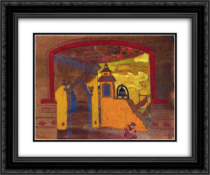 Ledenets Palace 24x20 Black Ornate Wood Framed Art Print Poster with Double Matting by Roerich, Nicholas