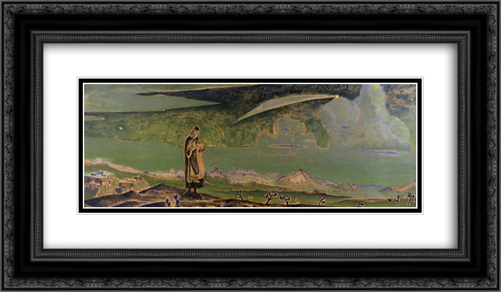 Legend 24x14 Black Ornate Wood Framed Art Print Poster with Double Matting by Roerich, Nicholas