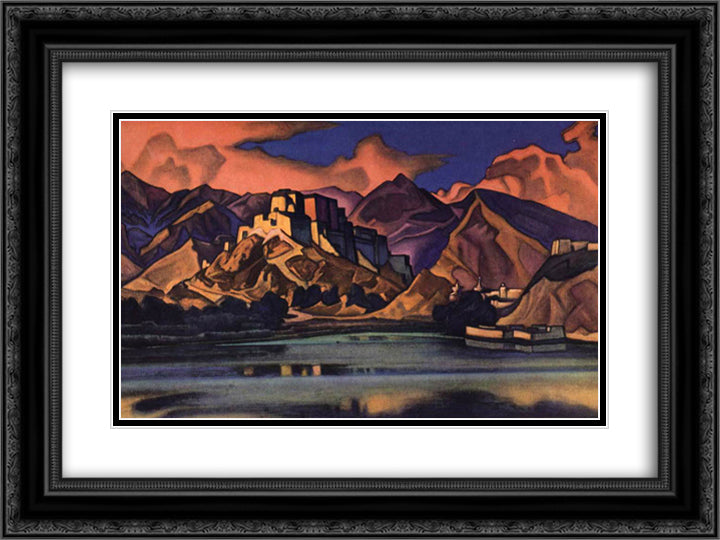 Lhasa 24x18 Black Ornate Wood Framed Art Print Poster with Double Matting by Roerich, Nicholas