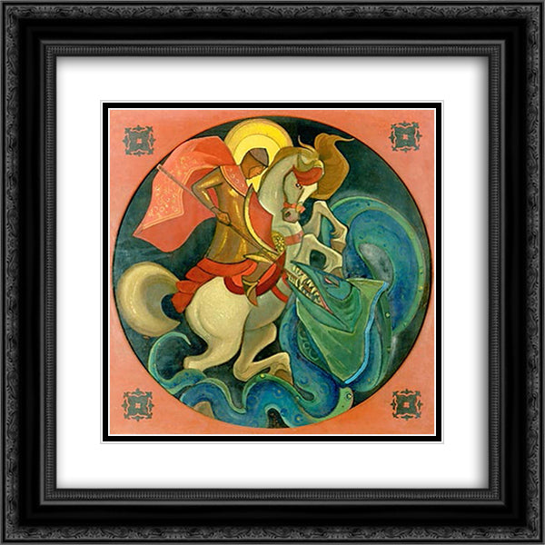 Light Conquers Darkness 20x20 Black Ornate Wood Framed Art Print Poster with Double Matting by Roerich, Nicholas