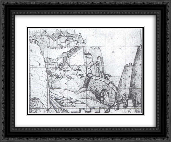 Light night 24x20 Black Ornate Wood Framed Art Print Poster with Double Matting by Roerich, Nicholas