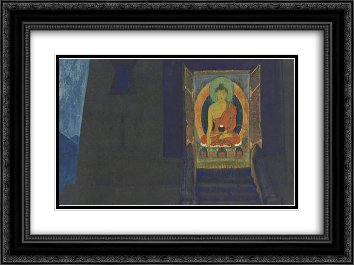 Light of Asia 24x18 Black Ornate Wood Framed Art Print Poster with Double Matting by Roerich, Nicholas