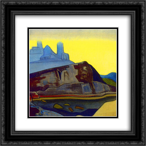 Linnasaari, Ladoga lake 20x20 Black Ornate Wood Framed Art Print Poster with Double Matting by Roerich, Nicholas