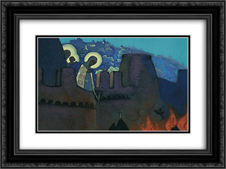 Madonna Laboris 24x18 Black Ornate Wood Framed Art Print Poster with Double Matting by Roerich, Nicholas