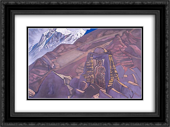 Maitreya on the way 24x18 Black Ornate Wood Framed Art Print Poster with Double Matting by Roerich, Nicholas