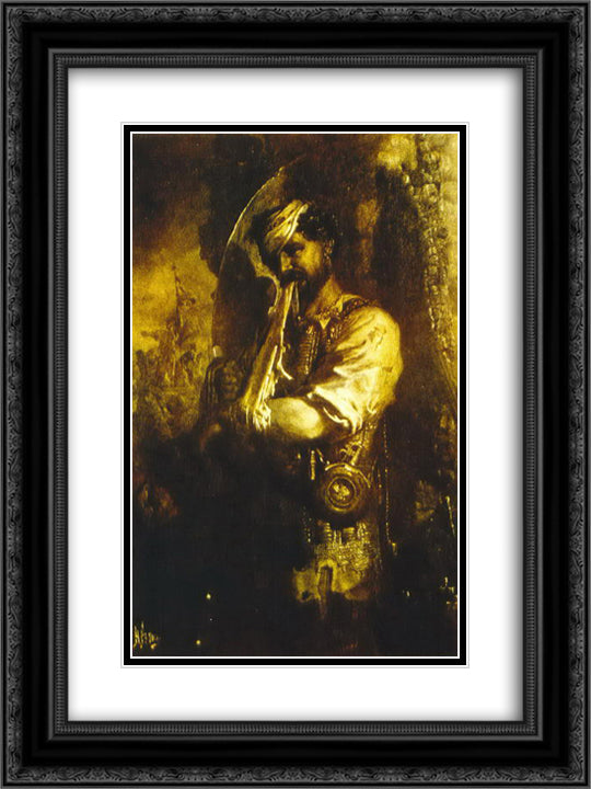 Man from Pskov 18x24 Black Ornate Wood Framed Art Print Poster with Double Matting by Roerich, Nicholas