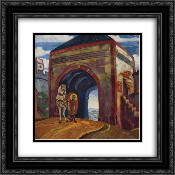 Martyr Mercurius of Smolensk 20x20 Black Ornate Wood Framed Art Print Poster with Double Matting by Roerich, Nicholas
