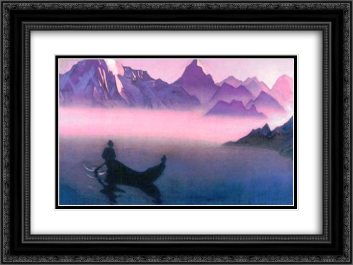 Messenger from Himalayas (Going home) 24x18 Black Ornate Wood Framed Art Print Poster with Double Matting by Roerich, Nicholas