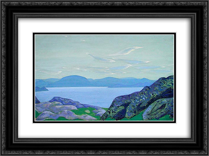 Messengers of morning 24x18 Black Ornate Wood Framed Art Print Poster with Double Matting by Roerich, Nicholas
