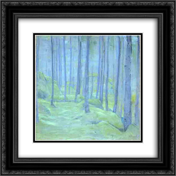 Mist in the forest 20x20 Black Ornate Wood Framed Art Print Poster with Double Matting by Roerich, Nicholas