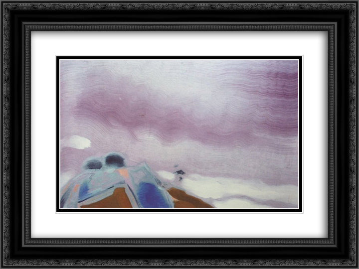 Mists 24x18 Black Ornate Wood Framed Art Print Poster with Double Matting by Roerich, Nicholas