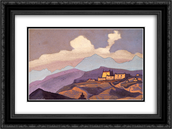 Monastery. Tsang, Tibet. 24x18 Black Ornate Wood Framed Art Print Poster with Double Matting by Roerich, Nicholas