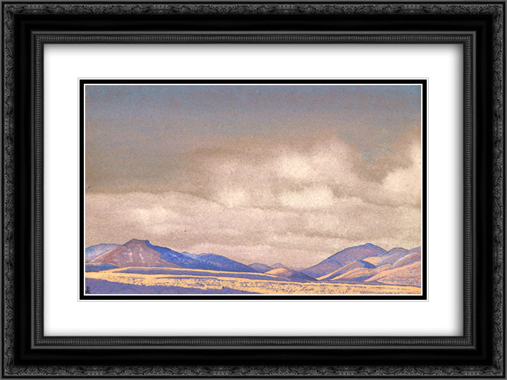 Mongolia. Chakhar hills. 24x18 Black Ornate Wood Framed Art Print Poster with Double Matting by Roerich, Nicholas