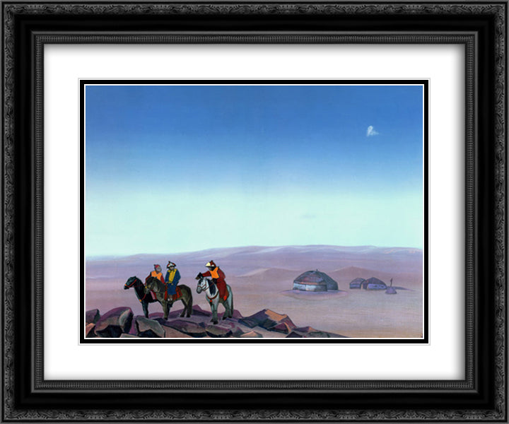 Mongolia. Yurtas. 24x20 Black Ornate Wood Framed Art Print Poster with Double Matting by Roerich, Nicholas