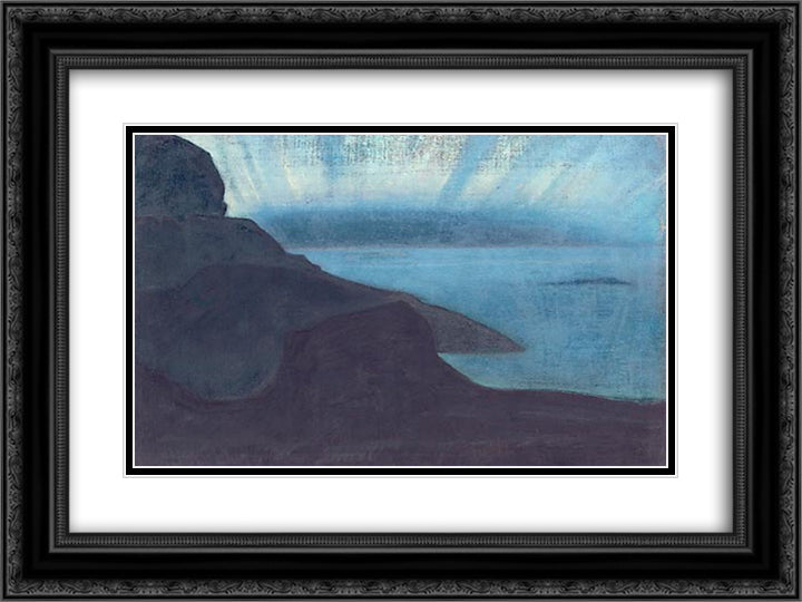 Monhegan (Shining of night) 24x18 Black Ornate Wood Framed Art Print Poster with Double Matting by Roerich, Nicholas