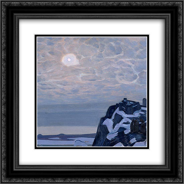 Moonlight. Sortavala. 20x20 Black Ornate Wood Framed Art Print Poster with Double Matting by Roerich, Nicholas