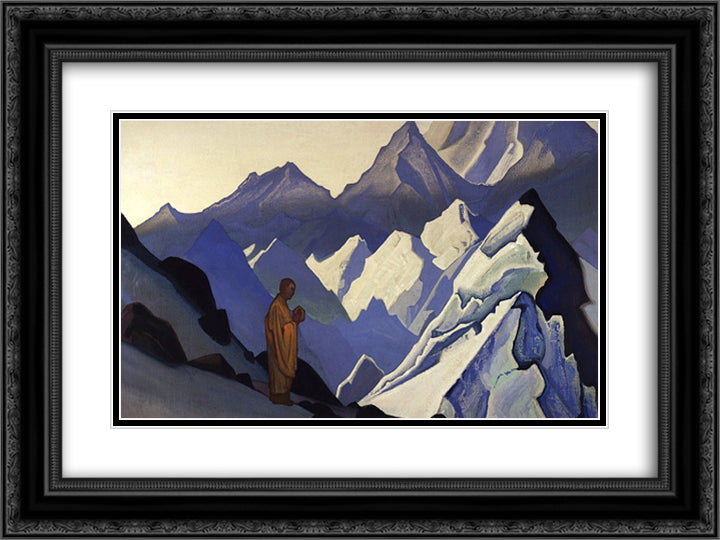 Morning prayer 24x18 Black Ornate Wood Framed Art Print Poster with Double Matting by Roerich, Nicholas